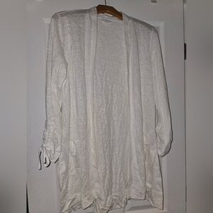White J.Jill Linen Lightweight Long Sleeve Cardigan